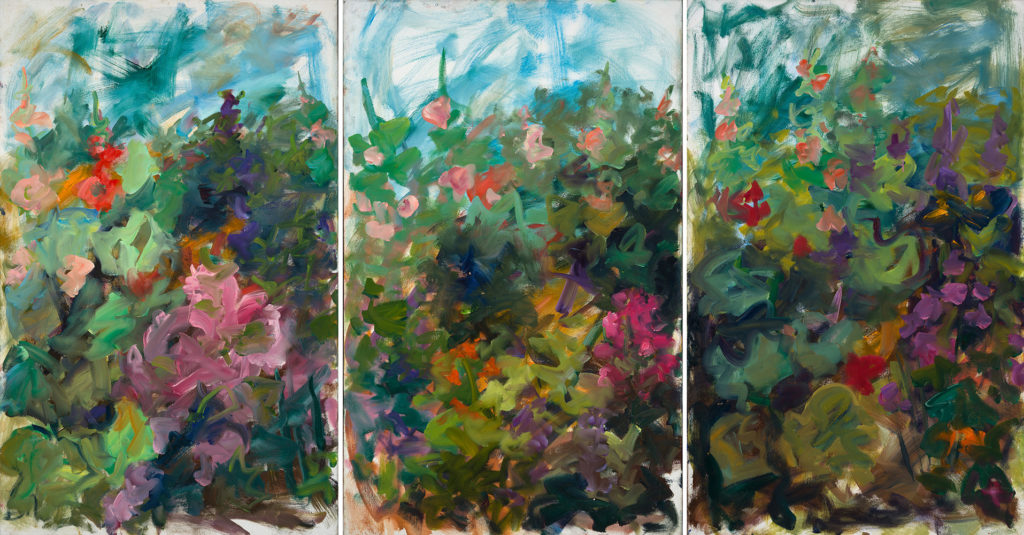 Mary Page Evans, Primavera Triptych, 2008, Oil on canvas, 48 x 90 inches