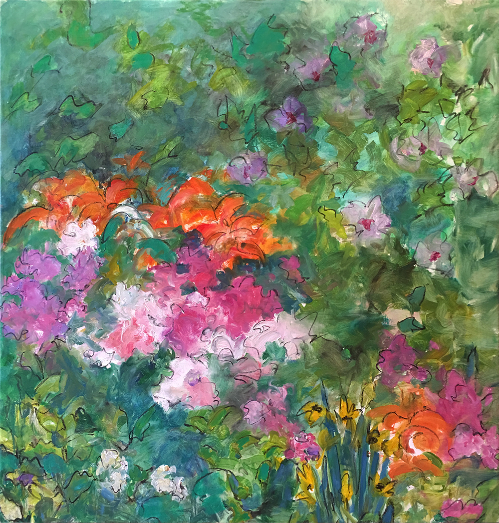 Mary Page Evans, Rose of Sharon, 2018, Oil on canvas, 43 x 41 1/2 inches