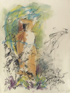 Mary Page Evans, Sculpture Garden, 2012, Oil on paper, 30 x 22 1/2 inches