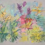 Mary Page Evans, Summer Garden Sketch, Pastel on paper, 19 1/2 x 25 1/2 inches