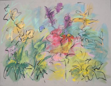 Mary Page Evans, Summer Garden Sketch, Pastel on paper, 19 1/2 x 25 1/2 inches