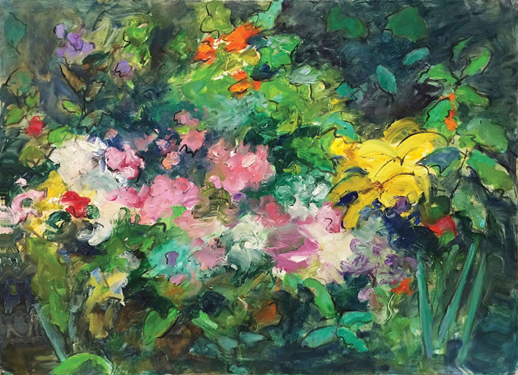 Mary Page Evans, Summer Gardens II, 2017, Oil on canvas, 30 x 40 inches