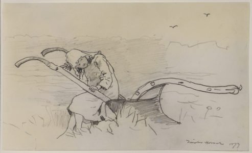 Winslow Homer, Girl Sitting On a Plow, 1879, Pencil on paper, 5 3/4 x 9 1/2 inches