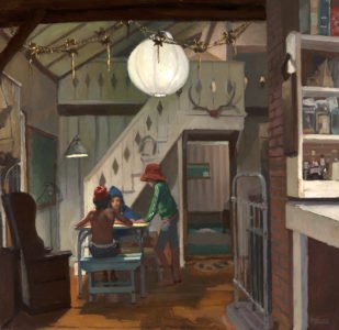 Shawn Fields, Chinese Lantern, Oil on board, 24 x 25 inches