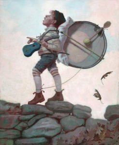 Shawn Fields, One Man Band, Oil on board, 52 1/2 x 43 inches