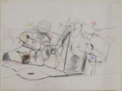 Arshile Gorky, Untitled, c. 1946, Pencil and pastel on paper, 11 ⅛ x 14 ⅞ inches