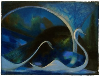 Joseph Stella, Swans (Night), 1917, Pastel on paper, 18 ¾ x 24 ½ inches