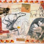 Red Grooms, Animal Instincts, 1992, Collage and mixed media, 30 x 46 inches