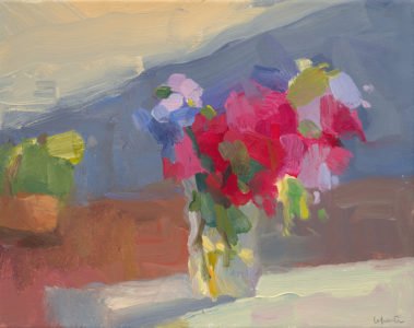 Christine Lafuente, Bougainvillia on the Terrace, 2020, Oil on canvas, 11 x 14 inches