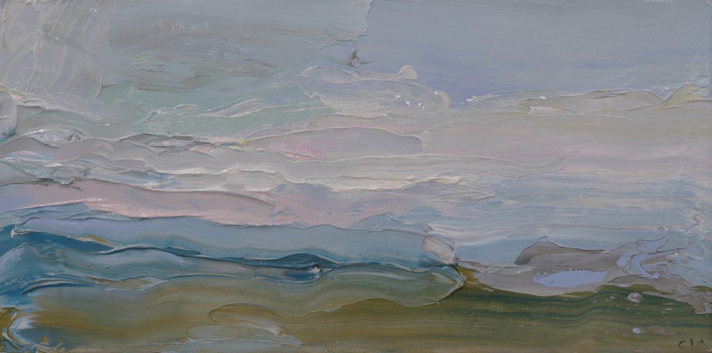 Christine Lafuente, Dusk over Puerto Rico, 2020, Oil on mounted linen, 4 x 8 inches