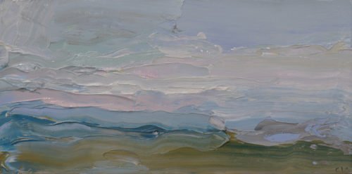 Christine Lafuente, Dusk over Puerto Rico, 2020, Oil on mounted linen, 4 x 8 inches