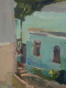 Christine Lafuente, Escalinata del Hospital, 2020, Oil on mounted linen, 12 x 9 inches