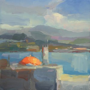 Christine Lafuente, La Fortaleza, 2020, Oil on linen, 14 x 14 inches