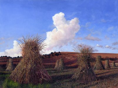 Timothy Barr, Corn Shock Walk, Oil on panel, 18 x24 inches