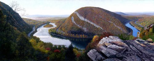 Timothy Barr, Mt. Tammany, Oil on panel, 12 x 30 inches