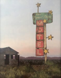 Francis Di Fronzo, Desert Stars, 2020, Oil over watercolor and gouache on panel, 18 x 14 inches