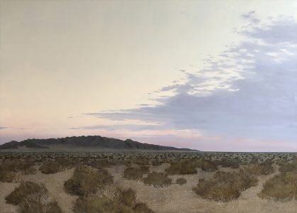 Francis DiFronzo, First Light, Mojave; 2020, Oil over watercolor and gouache on panel, 38 x 53 inches