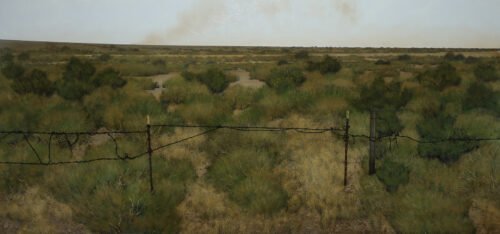 Francis DiFronzo, When I Met You, 2020, Oil over watercolor and gouache on panel, 31 x 66 inches