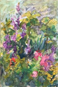 Mary Page Evans, Kitty's Garden, Oil on canvas, 36 x 24 inches