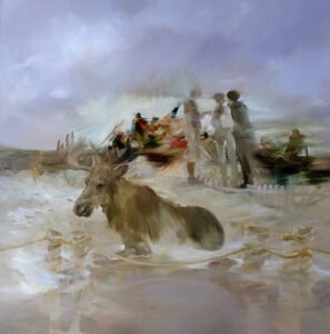 Sarah McRae Morton, Seafarers, 2020, Oil on linen, 24 x 24 inches