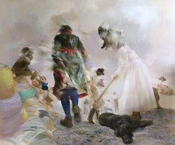 Sarah McRae Morton, Mending the Nets, 2020, Oil on linen, 60 x 80 inches