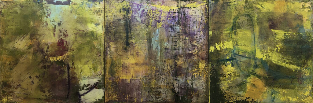 Vicki Vinton, Rain Canopy, 2020, Mixed media on canvas, 18 x 54 inches