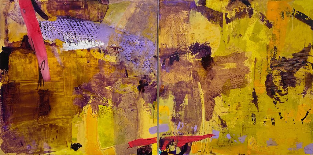 Vicki Vinton, Skip to It, Mixed media on canvas, 24 x 48 inches