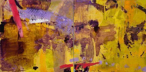 Vicki Vinton, Skip to It, Mixed media on canvas, 24 x 48 inches