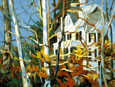 Philip Koch, Autumn Front Yard (SOLD), 2021, Oil on panel, 15 x 20 inches