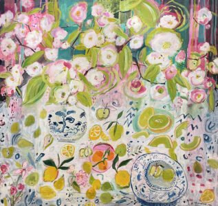 Elizabeth Endres; Branches, Clippings, Lemons, and Honey Dew (SOLD); 2021; Oil on canvas; 30 x 40 inches