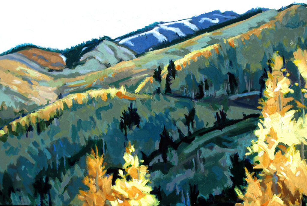 Philip Koch, Mountainside, 2021, Oil on panel, 14 x 21 inches