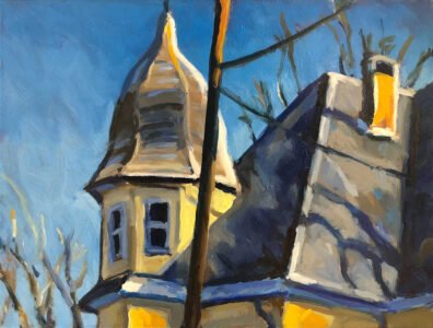 Philip Koch, Turret House, Nyack, 2020, Oil on panel, 9 x 12 inches