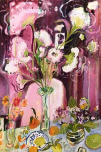 Elizabeth Endres, Violet and Crimson Visions (SOLD), 2021, Oil on canvas, 36 x 24 inches