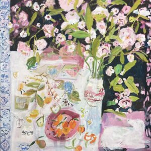 Elizabeth Endres, With a White Dog (SOLD), 2021, Oil on canvas, 40 x 40 inches