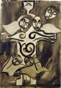 Grace Hartigan, Celtic Saint, 1978, Watercolor and collage, 39 x 27 inches