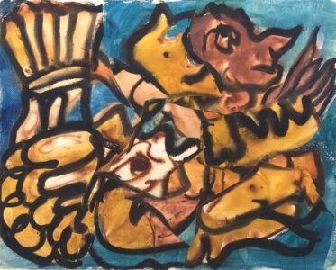 Grace Hartigan, Jonah and the Whale, 1975, Watercolor and collage, 22 ½ x 28 inches