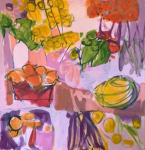 Marie Theres Berger, L'heure Rose (SOLD), 2020, Acrylic on canvas, 31 ½ x 31 ½ inches