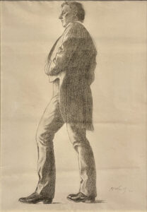 N.C. Wyeth (1882-1945), Untitled (standing male figure, from the side), 1900, Charcoal on paper, 24 ½ x 19 inches