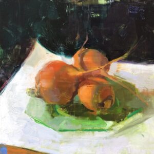 Jon Redmond, Orange Beets, 2020, Oil on board, 10 x 10 inches