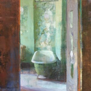 Jon Redmond, Room 625 Revisited, 2021, Oil on board, 10 x 10 board