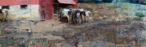Jon Redmond, The Loner (triptych), Oil on board, 10 x 30 inches