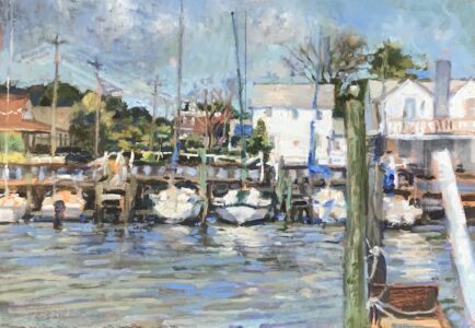 Michael Doyle, Light off the Harbor, 2021, Oil on panel, 10 x 14 1/2 inches