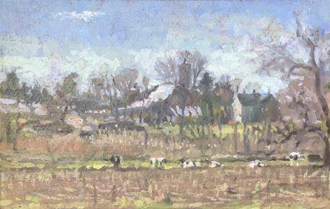 Michael Doyle, The Meadow, 2021, Oil on panel, 4 3/4 x 7 3/4 inches