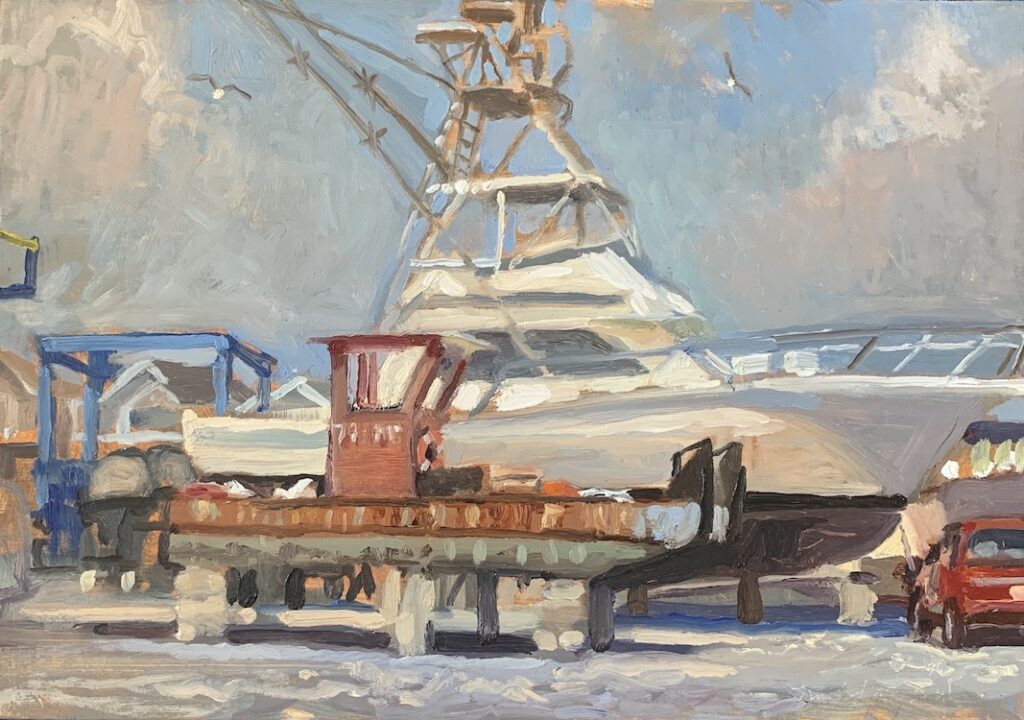 Michael Doyle, Unsettled Weather, 2021, Oil on panel, 10 x 14 1/4 inches