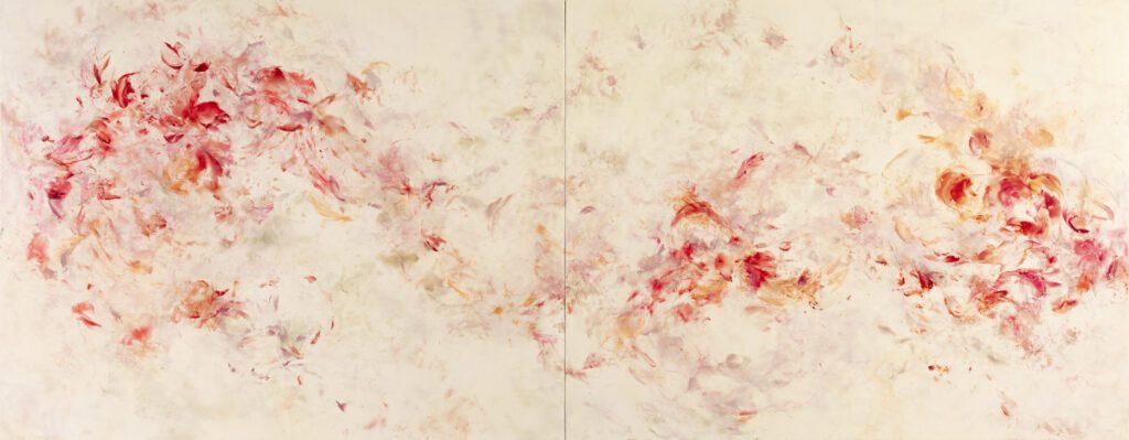 Betsy Eby, Mystic Chord, 2022, Oil and wax on panel, 55 x 140 inches