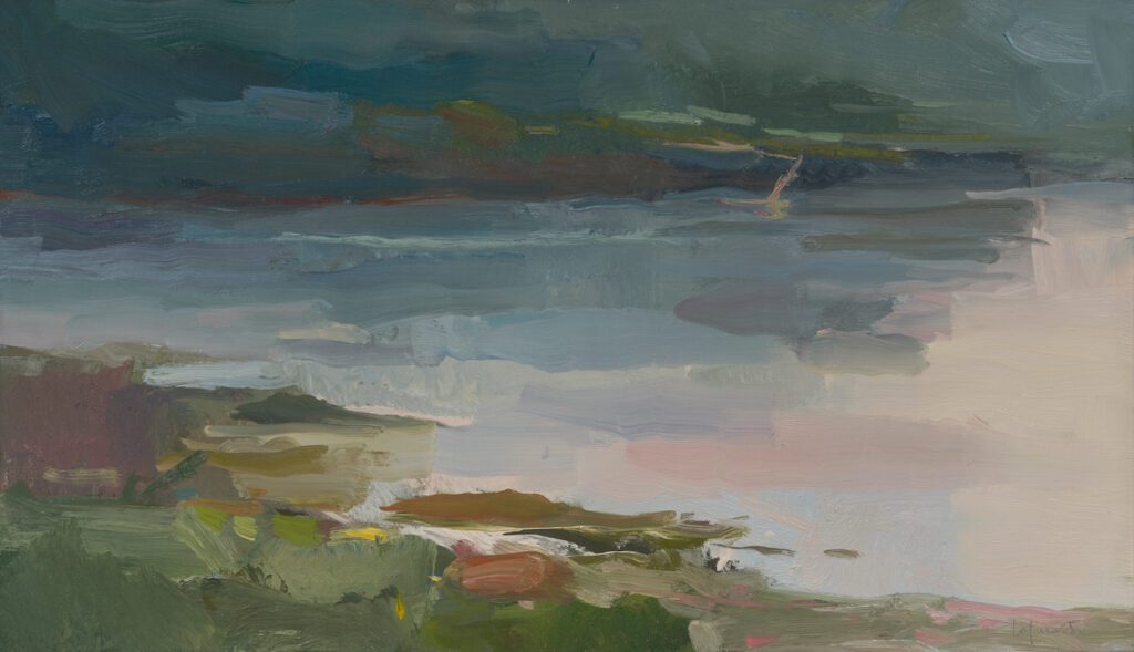 Christine Lafuente, Acadian Cove, 2021, Oil on linen, 14 x 24 inches