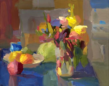 Christine Lafuente, Kitchen by the Sea, 2021, Oil on linen, 14 x 18 inches