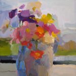 Christine Lafuente, Summer Bouquet with Cosmos, 2021, Oil on linen, 18 x 14 inches