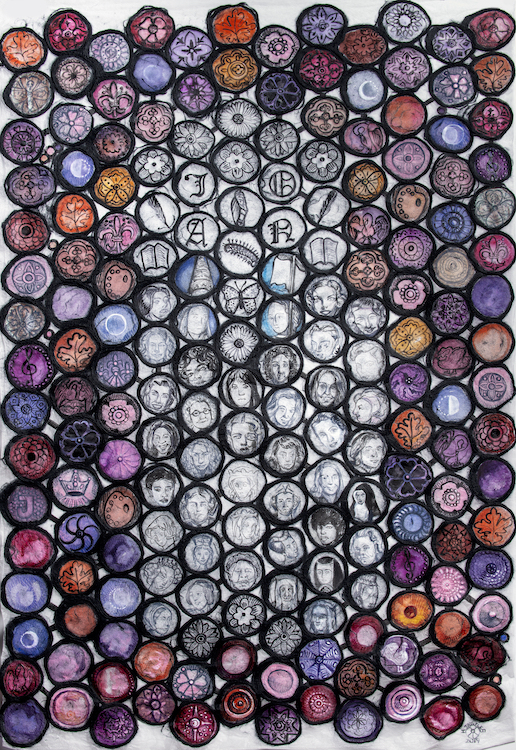 Holly Trostle Brigham, Joan Window, 2019, Watercolor, 37 x 25 inches