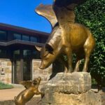 Margery Torrey, Dream Big, 2021, Bronze, 55 x 50 x 32 inches (sow) / 24 x 20 x 8 inches (piglet)